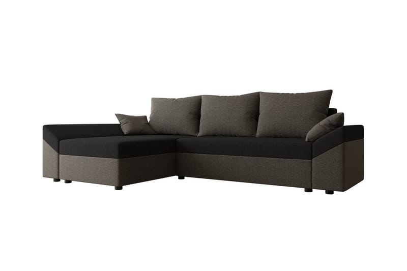 Midfeld 3-sits Hörnbäddsoffa Brun/Svart - Möbler - Vardagsrum - Bäddsoffor