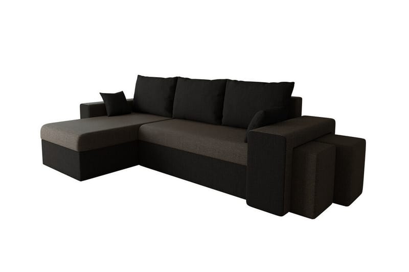 Midfeld 3-sits Hörnbäddsoffa Brun/Svart - Möbler - Vardagsrum - Bäddsoffor - Hörnbäddsoffa
