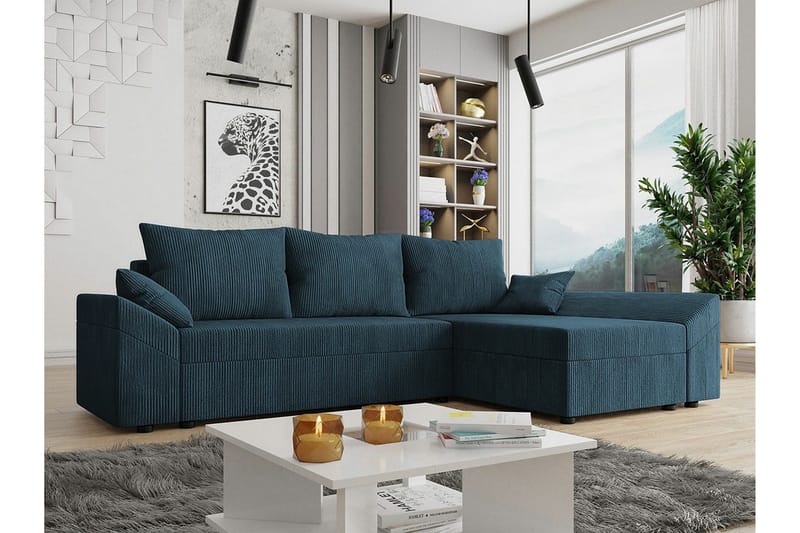 Midfeld 3-sits Hörnbäddsoffa Dark blue - Möbler - Vardagsrum - Bäddsoffor - Hörnbäddsoffa