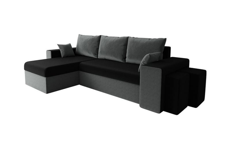 Midfeld 3-sits Hörnbäddsoffa Grå/Svart - Möbler - Vardagsrum - Bäddsoffor - Hörnbäddsoffa