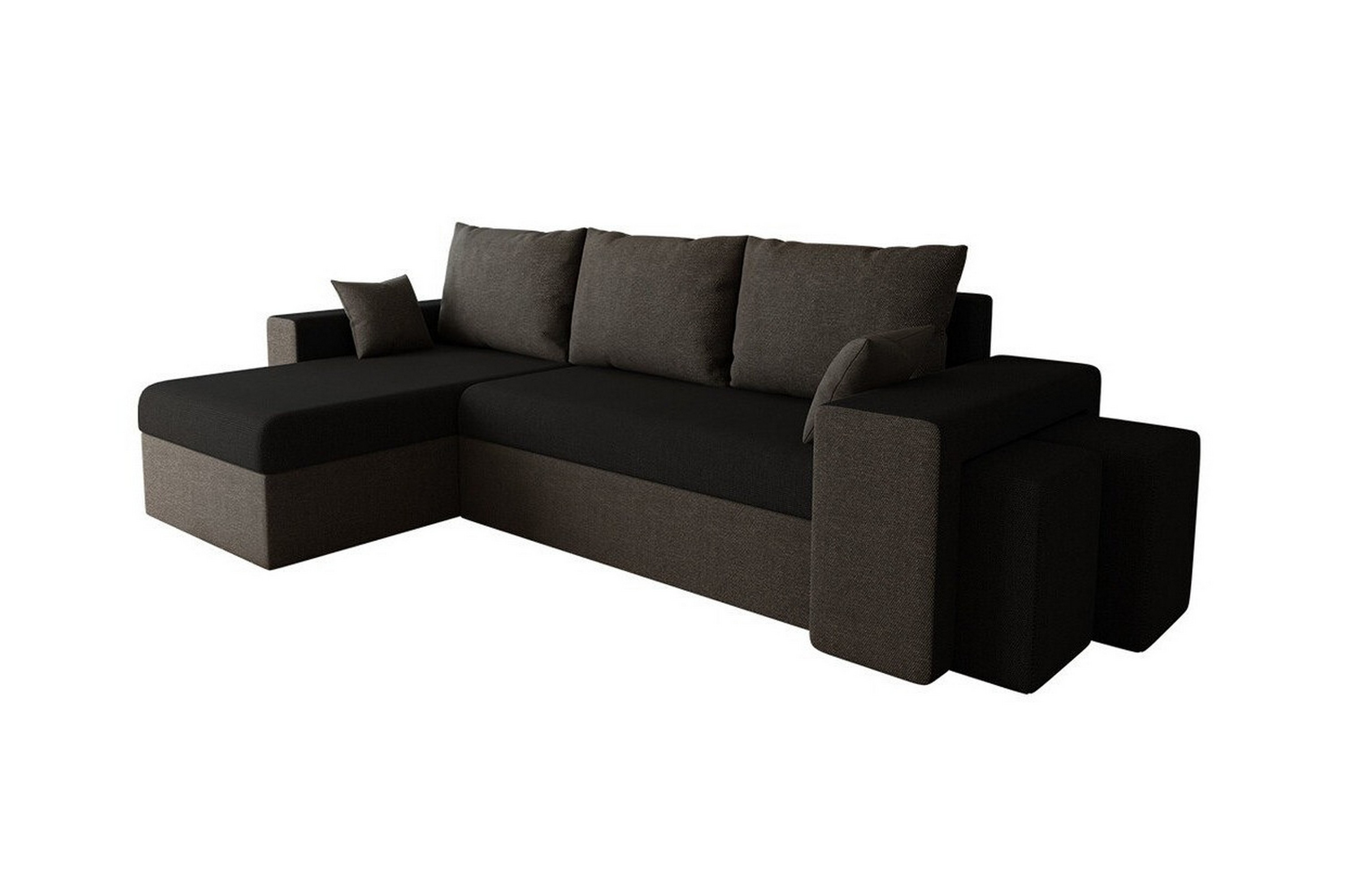 midfeld 3-sits hörnbäddsoffa mörkbrun/svart -