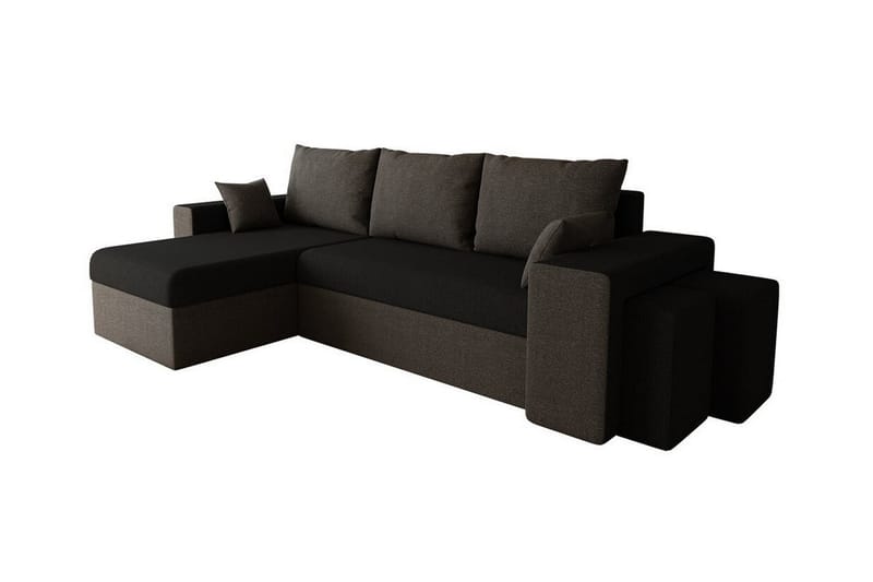 Midfeld 3-sits Hörnbäddsoffa Mörkbrun/Svart - Möbler - Vardagsrum - Bäddsoffor - Hörnbäddsoffa