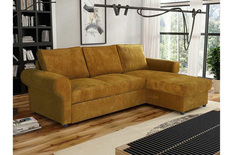 Midfeld 3-sits Hörnbäddsoffa Mustard yellow - Möbler - Vardagsrum - Bäddsoffor