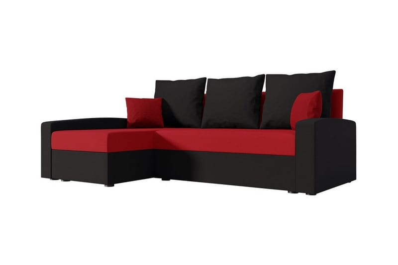 Midfeld 3-sits Hörnbäddsoffa Röd/Svart - Möbler - Vardagsrum - Bäddsoffor