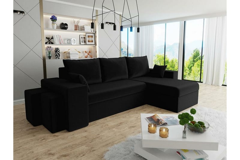 Midfeld 3-sits Hörnbäddsoffa Svart - Möbler - Vardagsrum - Bäddsoffor