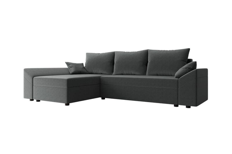 Midfeld 3-sits Vänster Hörnbäddsoffa 130x200 cm med Förvaring i Tyg, Grå