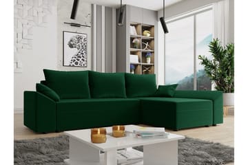 Midfeld 3-sits Vänster Hörnbäddsoffa 130x200 cm med Förvaring i Tyg - Grön - Möbler - Vardagsrum - Bäddsoffor