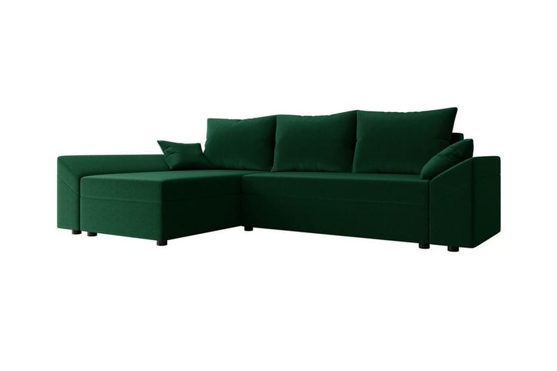 Midfeld 3-sits Vänster Hörnbäddsoffa 130x200 cm med Förvaring i Tyg - Grön - Möbler - Vardagsrum - Bäddsoffor
