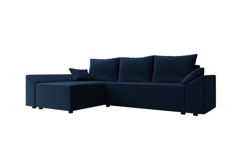 Midfeld 3-sits Vänster L-formad Hörnbäddsoffa 130x200 cm med Förvaring i Tyg, Blå