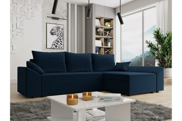 Midfeld 3-sits Vänster L-formad Hörnbäddsoffa 130x200 cm med Förvaring i Tyg - Blå - Möbler - Vardagsrum - Bäddsoffor