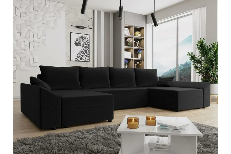 Midfeld 4-sits Hörnbäddsoffa Black - Möbler - Vardagsrum - Bäddsoffor - Hörnbäddsoffa