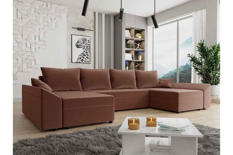 Midfeld 4-sits Hörnbäddsoffa Brun - Möbler - Vardagsrum - Bäddsoffor - U bäddsoffa