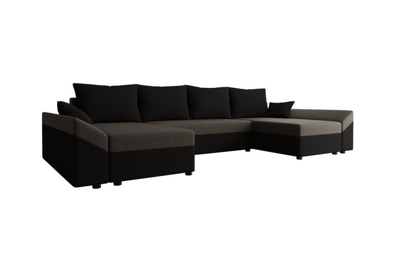Midfeld 4-sits Hörnbäddsoffa Brun/Svart - Möbler - Vardagsrum - Bäddsoffor - Hörnbäddsoffa
