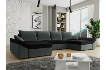 Midfeld 4-sits Hörnbäddsoffa Dark Grey/Black - Möbler - Vardagsrum - Bäddsoffor - U bäddsoffa