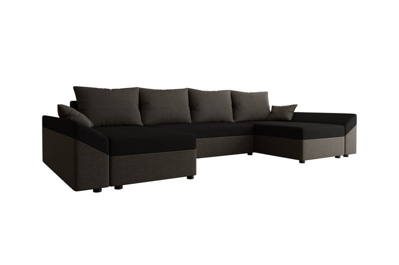 Midfeld 4-sits Hörnbäddsoffa Mörkbrun/Svart - Möbler - Vardagsrum - Bäddsoffor - Hörnbäddsoffa