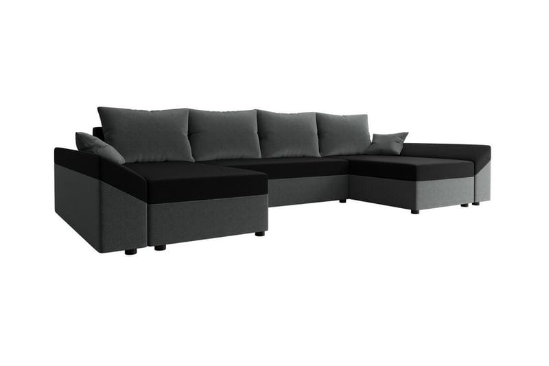 Midfeld 4-sits Hörnbäddsoffa Mörkgrå/Svart - Möbler - Vardagsrum - Bäddsoffor - Hörnbäddsoffa
