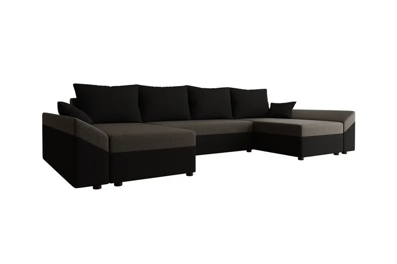 Midfeld 4-sits Hörnbäddsoffa NO_BRAND Brown/Black - Möbler - Vardagsrum - Bäddsoffor - Hörnbäddsoffa