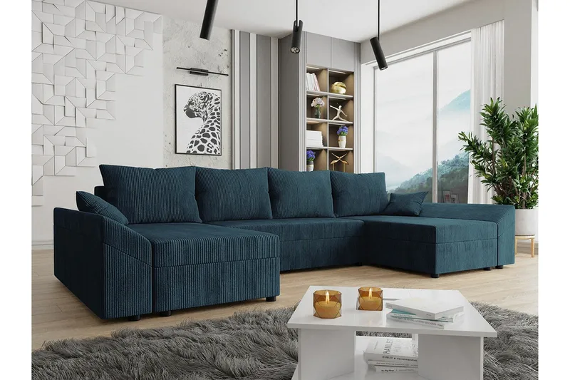 Midfeld 4-sits Hörnbäddsoffa NO_BRAND Dark blue - Möbler - Vardagsrum - Bäddsoffor - Hörnbäddsoffa