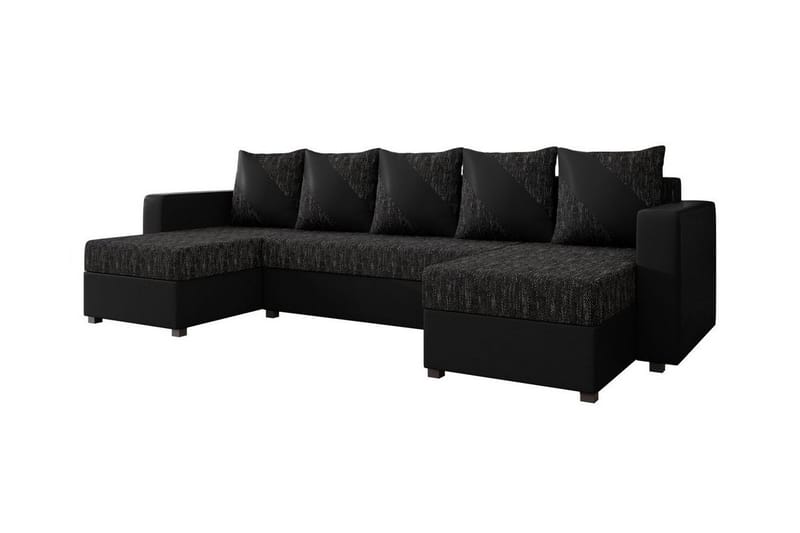 Midfeld 4-sits Hörnbäddsoffa Svart/Gråbrun - Möbler - Vardagsrum - Bäddsoffor - Hörnbäddsoffa