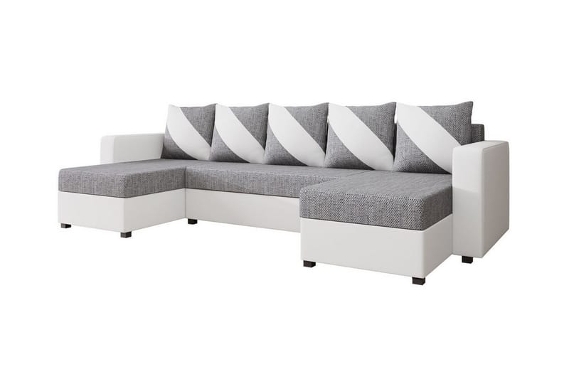 Midfeld 4-sits Hörnbäddsoffa Vit/Grå - Möbler - Vardagsrum - Bäddsoffor - Hörnbäddsoffa