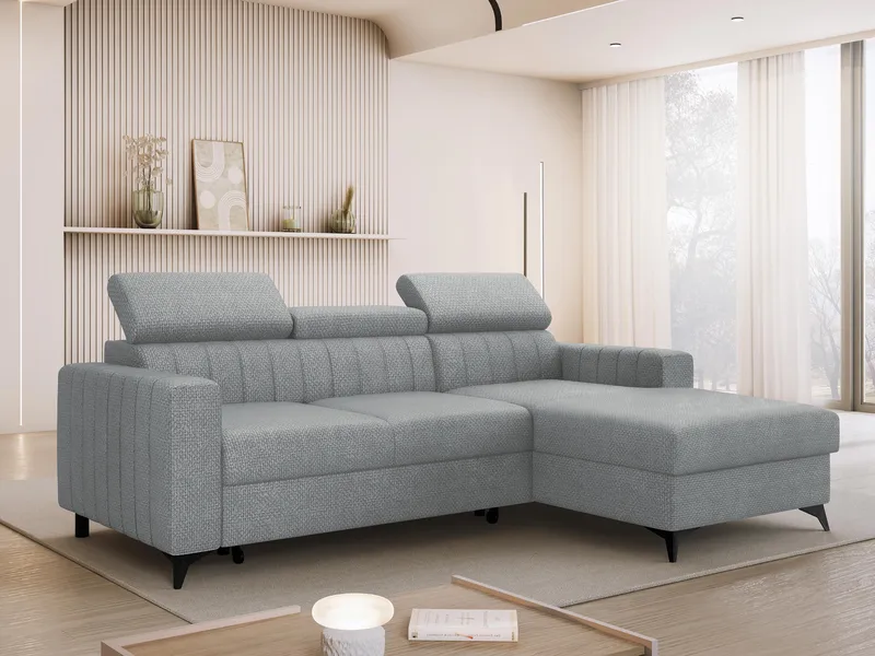Milano 3-sits Bäddsoffa divan höger med förvaring - Grå - Möbler - Vardagsrum - Bäddsoffor - Hörnbäddsoffa