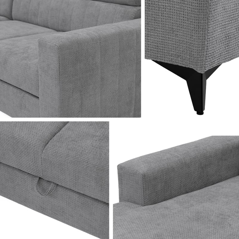 Milano 3-sits Bäddsoffa divan höger med förvaring - Mörkgrå - Möbler - Vardagsrum - Bäddsoffor