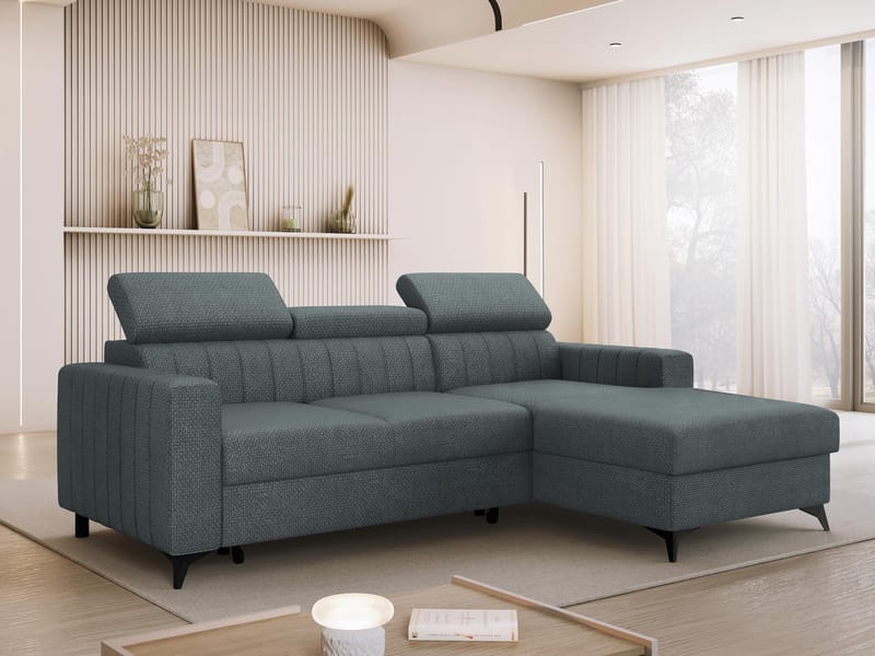 Milano 3-sits Bäddsoffa divan höger med förvaring - Mörkgrå - Möbler - Vardagsrum - Bäddsoffor
