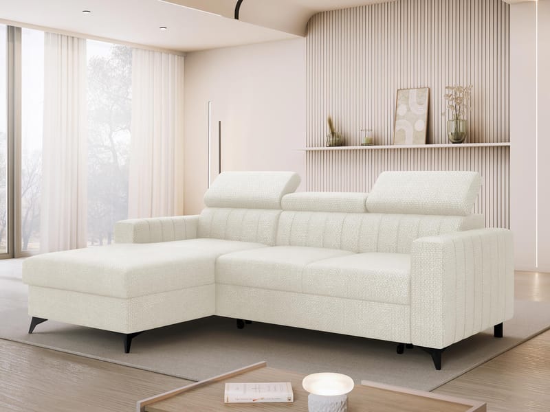 Milano 3-sits Bäddsoffa divan vänster med förvaring - beige - Möbler - Vardagsrum - Bäddsoffor - Hörnbäddsoffa