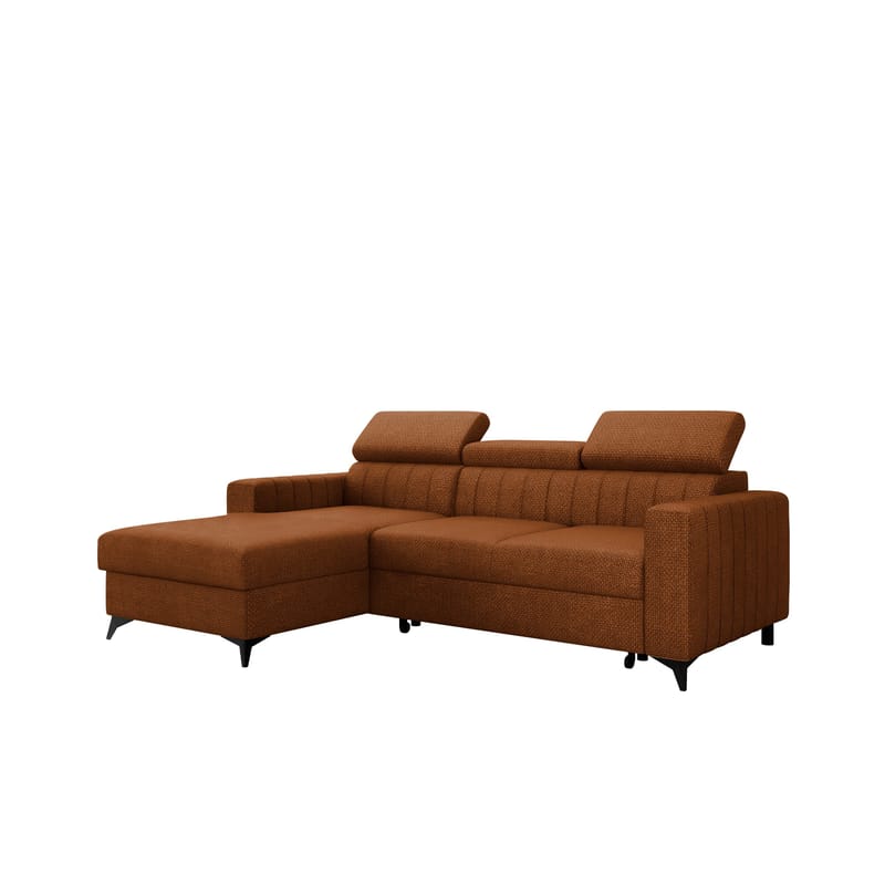 Milano 3-sits Bäddsoffa divan vänster med förvaring, brun