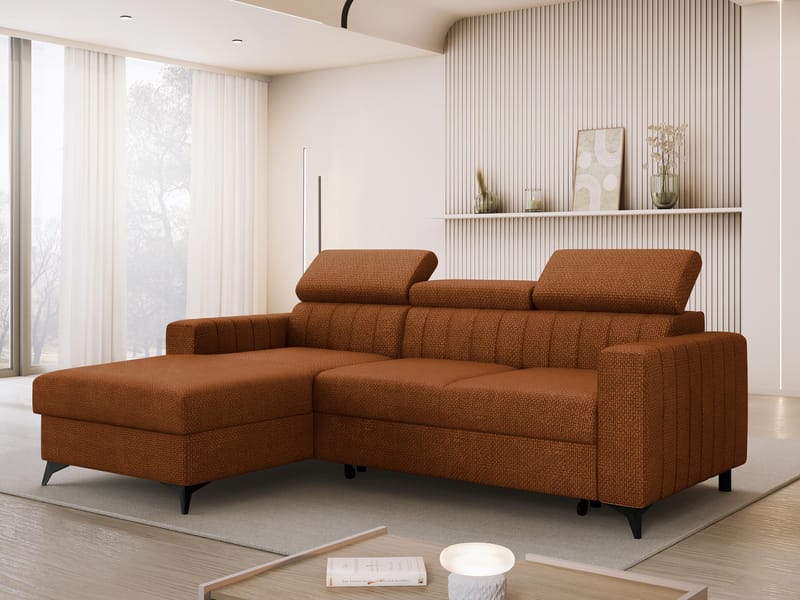 Milano 3-sits Bäddsoffa divan vänster med förvaring - brun - Möbler - Vardagsrum - Bäddsoffor