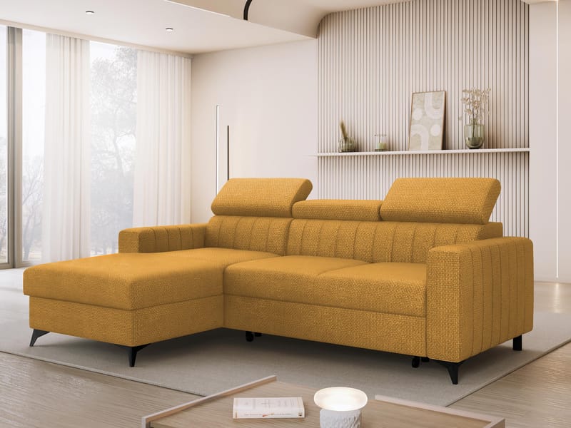 Milano 3-sits Bäddsoffa divan vänster med förvaring - gul - Möbler - Vardagsrum - Bäddsoffor - Hörnbäddsoffa