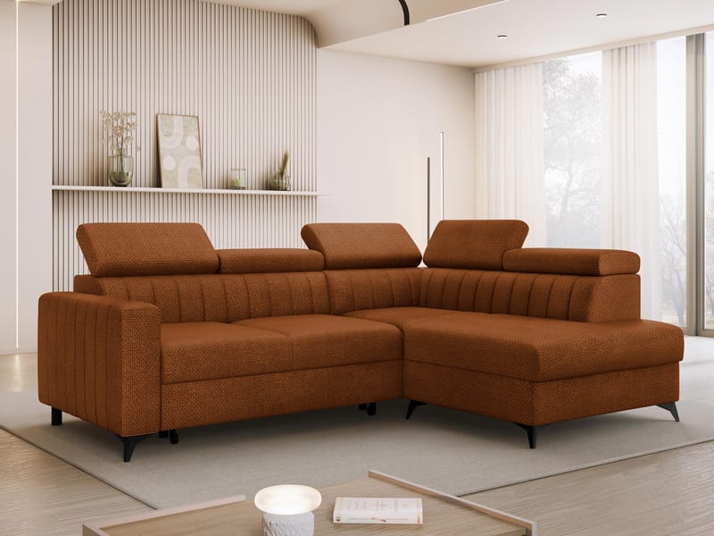 Milano 4-sits Bäddsoffa schäslong höger med förvaring - brun - Möbler - Vardagsrum - Bäddsoffor - Hörnbäddsoffa