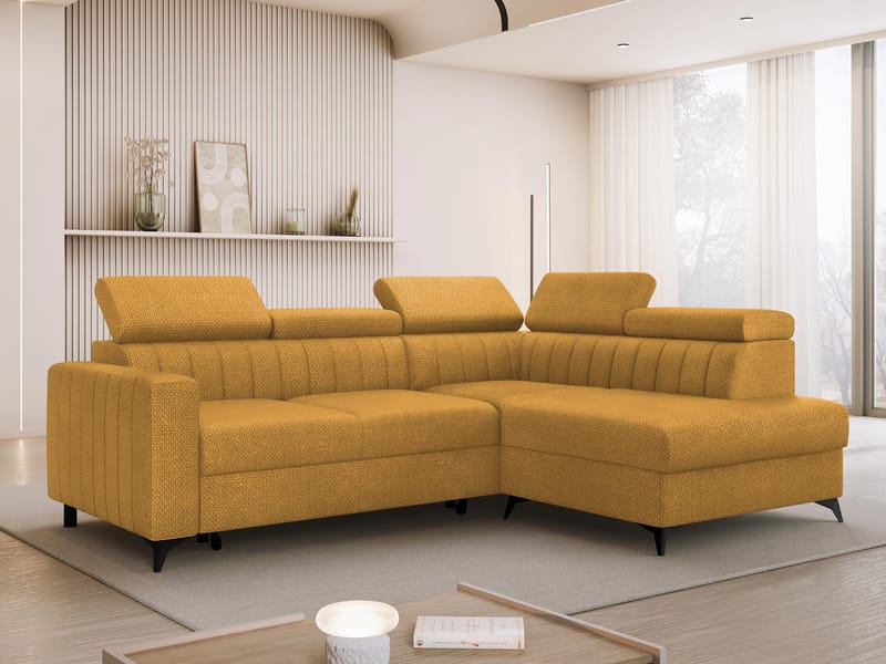 Milano 4-sits Bäddsoffa schäslong höger med förvaring - gul - Möbler - Vardagsrum - Bäddsoffor