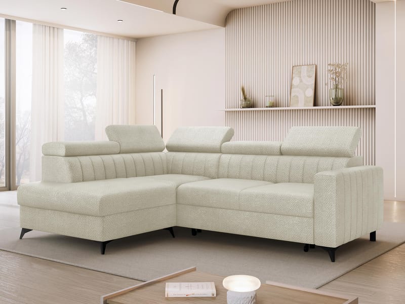 Milano 4-sits Bäddsoffa schäslong vänster med förvaring - beige - Möbler - Vardagsrum - Bäddsoffor