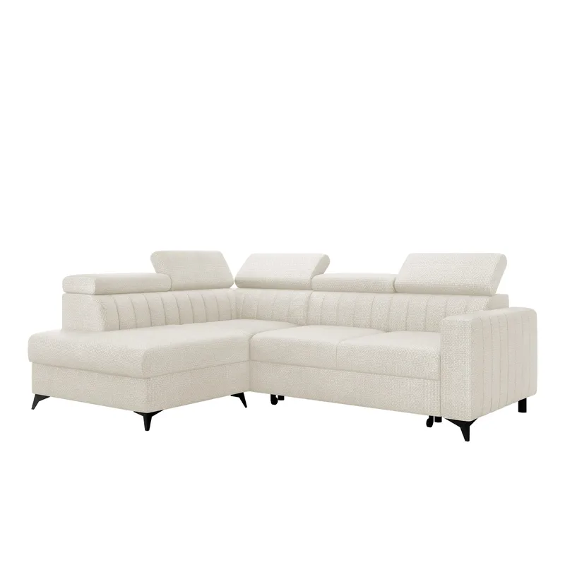 Milano 4-sits Bäddsoffa schäslong vänster med förvaring, beige