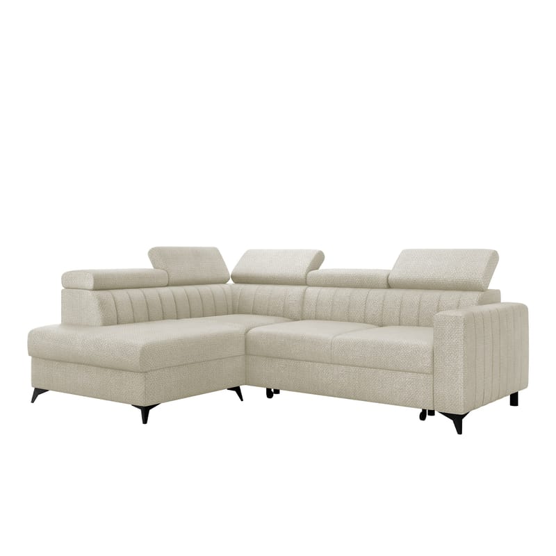 Milano 4-sits Bäddsoffa schäslong vänster med förvaring, beige