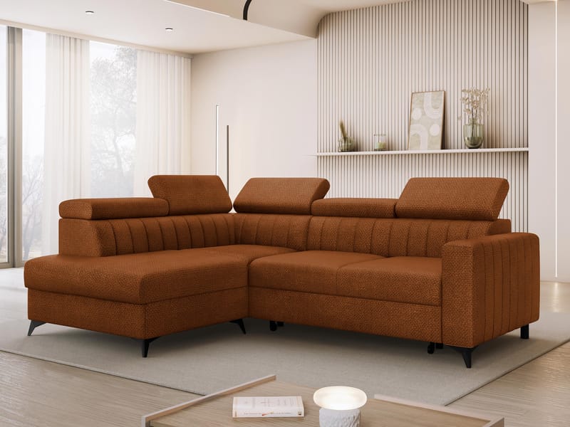 Milano 4-sits Bäddsoffa schäslong vänster med förvaring - brun - Möbler - Vardagsrum - Bäddsoffor - Hörnbäddsoffa