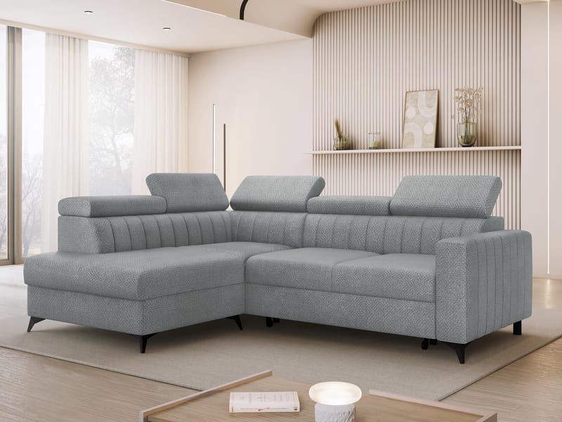 Milano 4-sits Bäddsoffa schäslong vänster med förvaring - grå - Möbler - Vardagsrum - Bäddsoffor - Hörnbäddsoffa