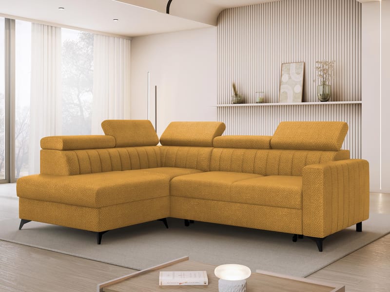Milano 4-sits Bäddsoffa schäslong vänster med förvaring - gul - Möbler - Vardagsrum - Bäddsoffor