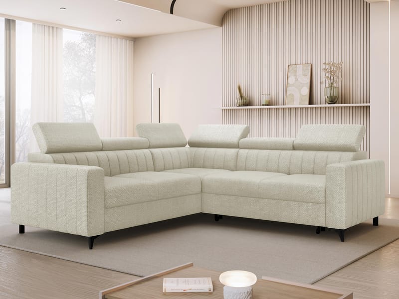 Milano 5-sits Bäddsoffa hörn med förvaring - Beige - Möbler - Vardagsrum - Bäddsoffor - Hörnbäddsoffa