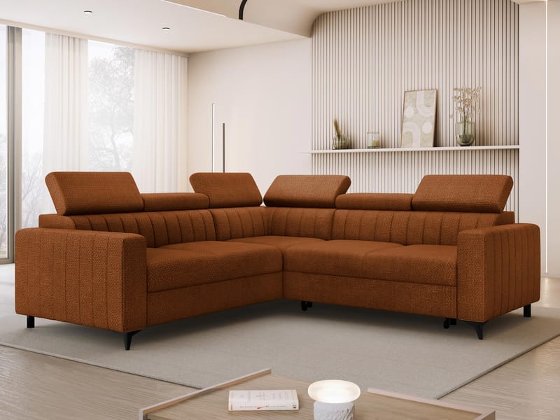 Milano 5-sits Bäddsoffa hörn med förvaring - Brun - Möbler - Vardagsrum - Bäddsoffor - Hörnbäddsoffa