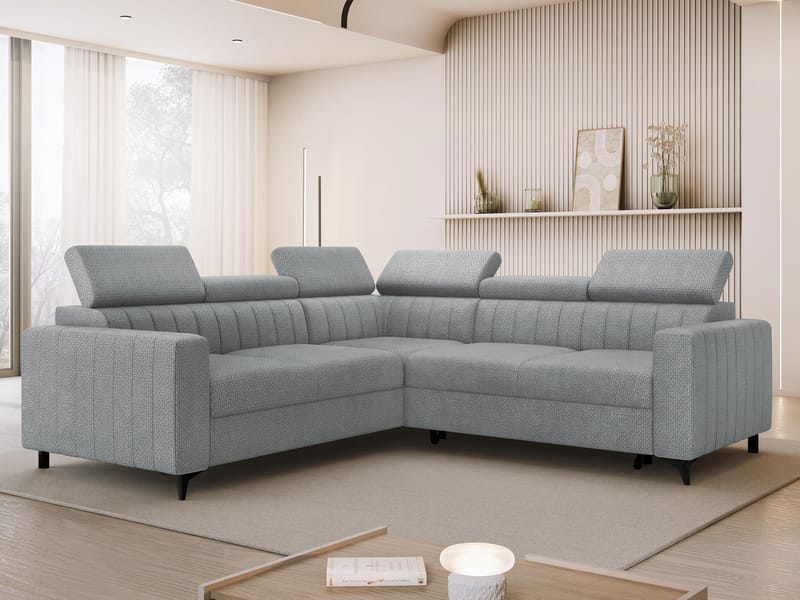 Milano 5-sits Bäddsoffa hörn med förvaring - Grå - Möbler - Vardagsrum - Bäddsoffor - Hörnbäddsoffa