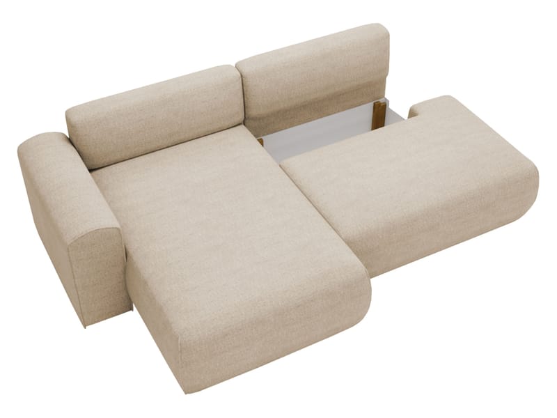 Milias 3-sits Bäddsoffa med Divan Höger och Förvaring - Vit - Möbler - Vardagsrum - Bäddsoffor - Hörnbäddsoffa