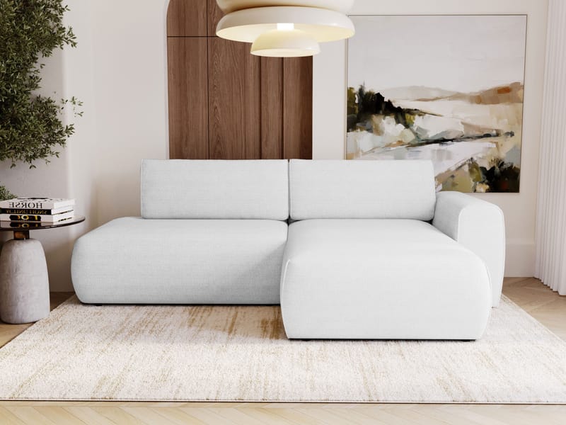 Milias 3-sits Bäddsoffa med Divan Höger och Förvaring - Vit - Möbler - Vardagsrum - Bäddsoffor - Hörnbäddsoffa
