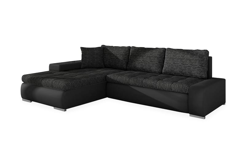 MIORA Divanbäddsoffa 4-sits Vändbar Svart - Svart - Bäddsoffor - Bäddsoffa divan