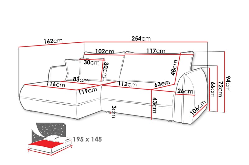 Mirana Bäddsoffa med Divan 3-sits - Vit - Möbler - Vardagsrum - Bäddsoffor