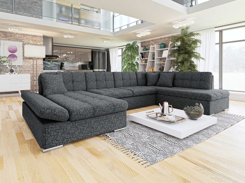 Mireo U-formad 5-sits Bäddsoffa med förvaring - grå - Möbler - Vardagsrum - Bäddsoffor - Hörnbäddsoffa