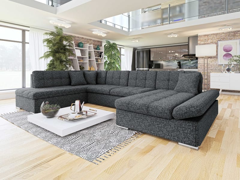 Mireo U-formad 5-sits Bäddsoffa med förvaring - grå - Möbler - Vardagsrum - Bäddsoffor - Hörnbäddsoffa