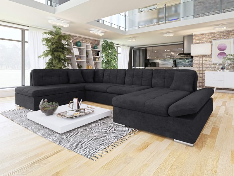 Mireo U-formad 5-sits Bäddsoffa med förvaring - svart - Möbler - Vardagsrum - Bäddsoffor - Hörnbäddsoffa