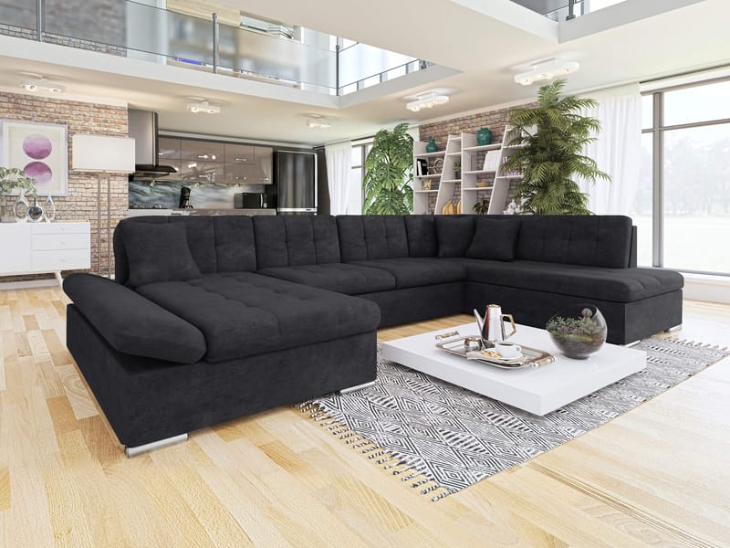 Mireo U-formad 5-sits Bäddsoffa med förvaring - svart - Möbler - Vardagsrum - Bäddsoffor - Hörnbäddsoffa